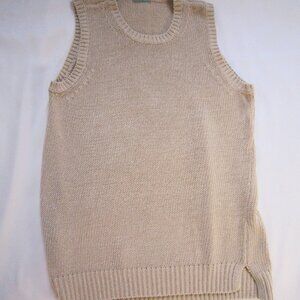 J. McLaughlin Tan Sleeveless Cotton Sweater, SZ M